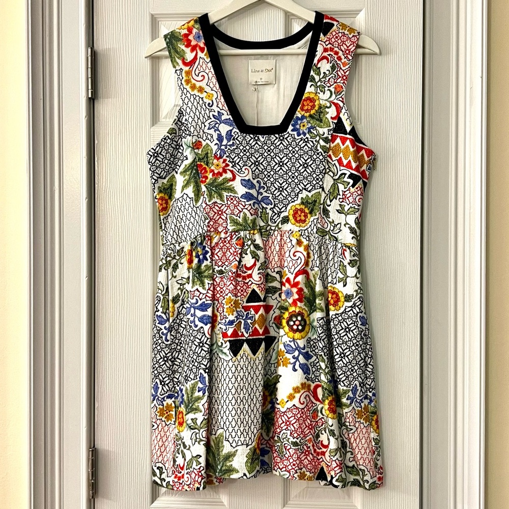 Medium Line & Dot A-Line Mini Floral Dress with Pockets BNWT